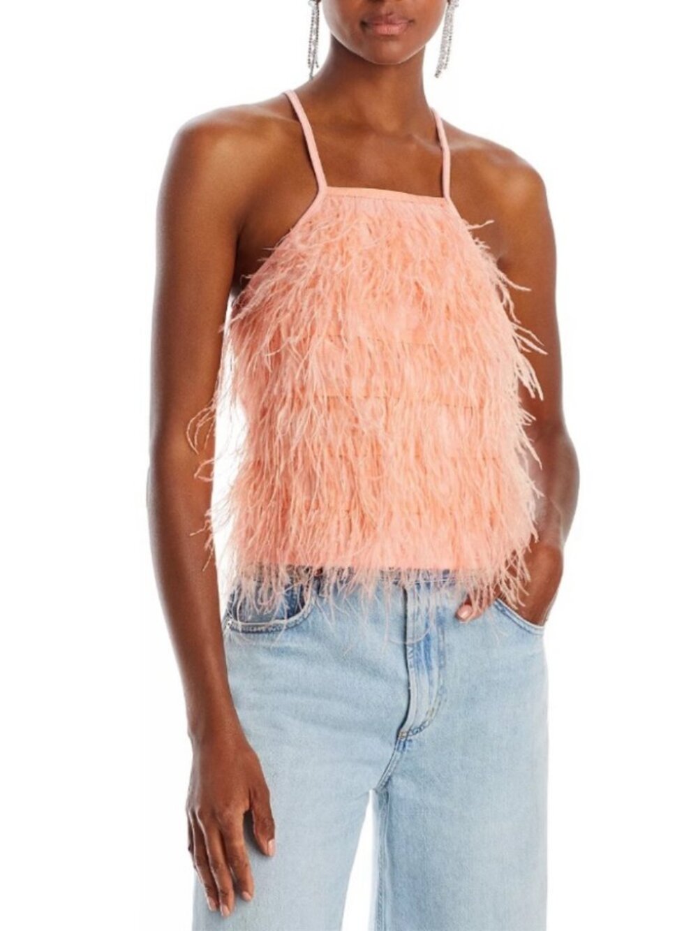 NWOT Lucy Paris Aida Peach Feather Cami